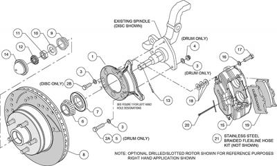 Kit de frenos delanteros Willwood Ford Mustang 1970 1973