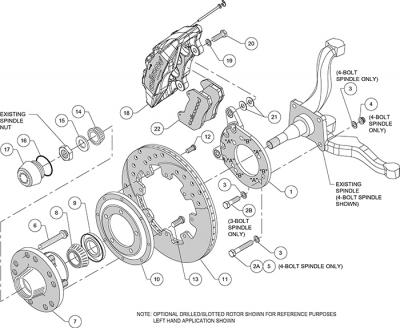 Kit de frenos Wilwood 12.19" Rojas Ford Mustang 1965 1969