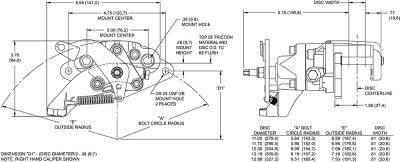 Pinza freno mecanica izquierda gris Wilwood 1950 2024