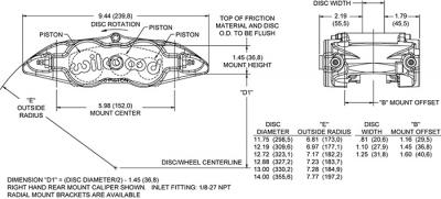 Pinza radial Superlite 6 pistones der Ford Mustang 1950 2020