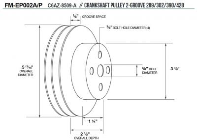 Polea bomba de agua cromo Ford Mustang 1965 1970