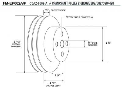 Polea bomba de agua cromo Ford Mustang 1965 1970