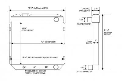 Radiador 3-row Maxcore 17" Ford Mustang 1964 1966